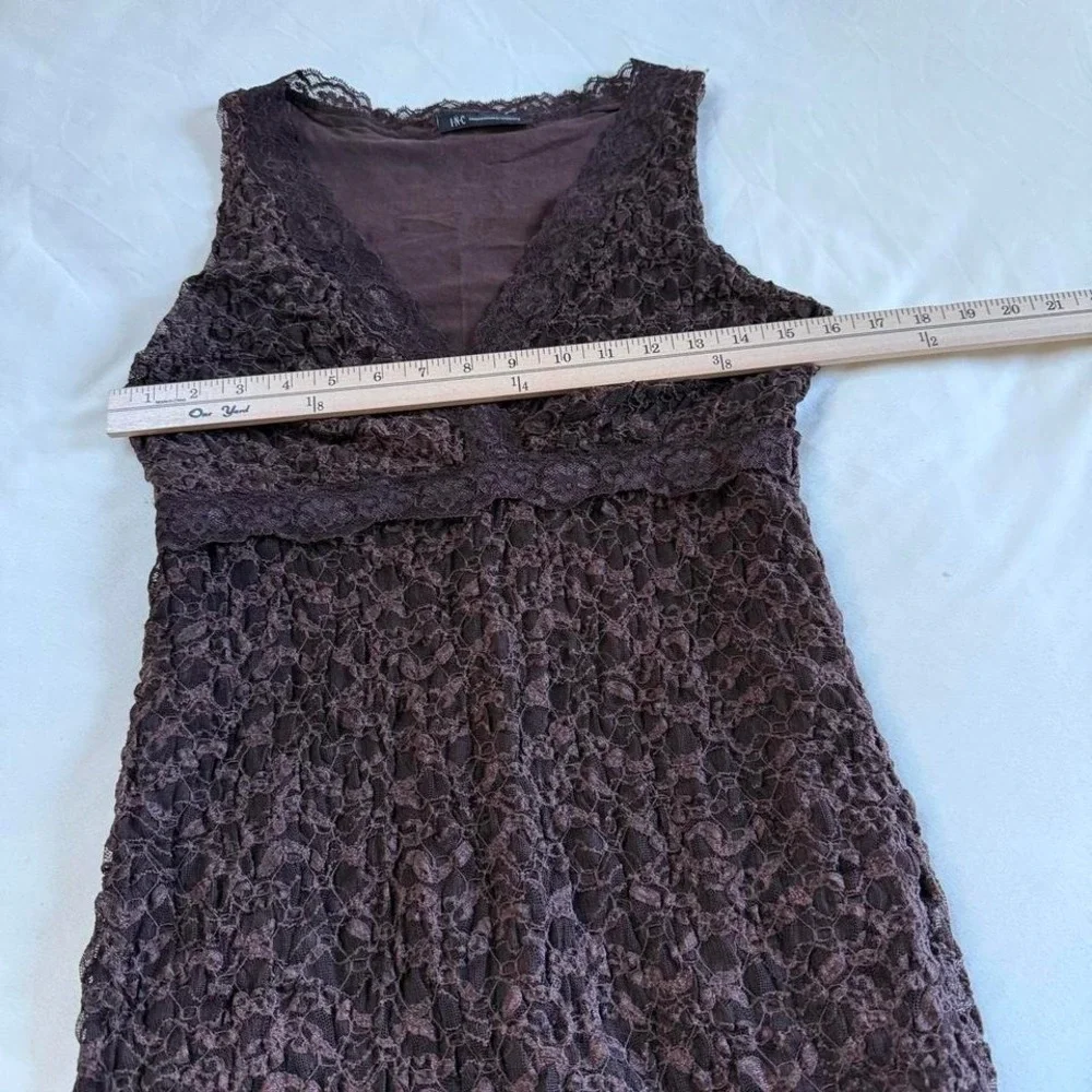 Y2K brown lace v neck tank INC fits like a medium - Picture 3 of 4